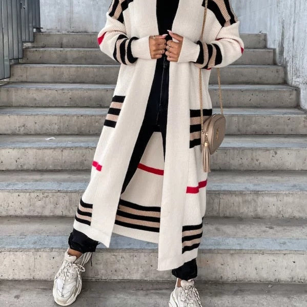 Autumn Knitting Oversize Women's Long Coat Black Long Sleeve Cardigan Loose Coats Female New Casual Trendy Ladies Clothes