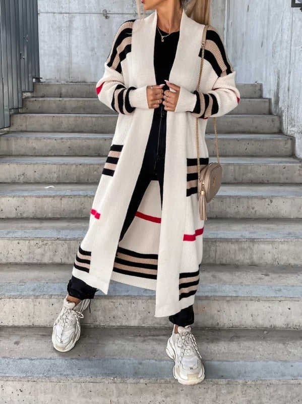 Autumn Knitting Oversize Women's Long Coat Black Long Sleeve Cardigan Loose Coats Female New Casual Trendy Ladies Clothes