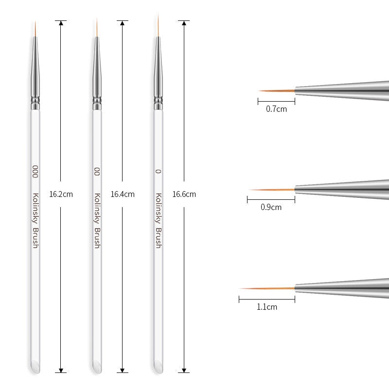 3Pcs French Stripe Nail Art Liner Brush Set 3D Tips Line Stripes DIY Drawing Pen UV Gel Brushes Painting Pen Manicure Tools 54344-1