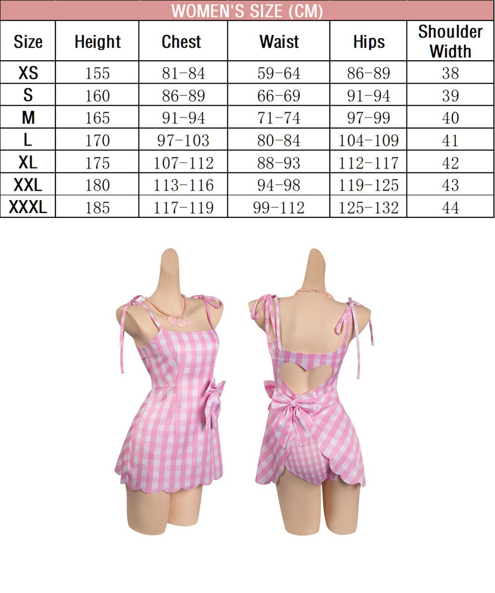 Margot Cosplay Pink Plaid Dress Up Hat Women Costume Movie Roleplay Fantasia Halloween Party Clothes For Disguise