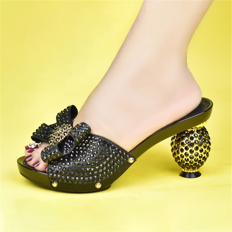 Italian Shoe and Bag Set for Party In Women Summer High Heeled Shoes for Women Designer Shoes Women Luxury Black