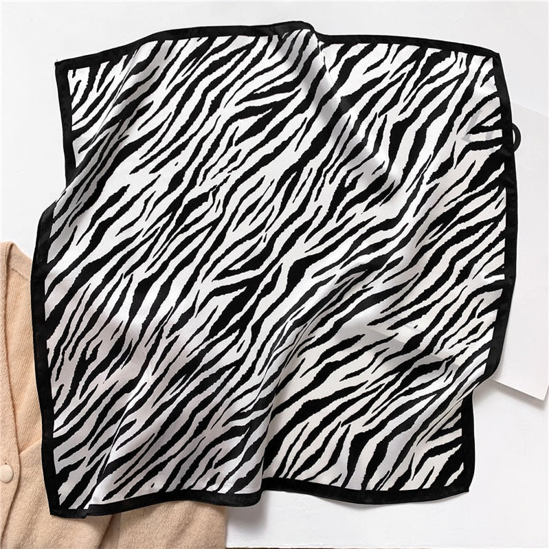 Fashion Designer Print 100% Natural Silk Square Scarves Women Hairband Neck Foulard Female Small Kerchief Bandana New FZ92-3 53cm real silk