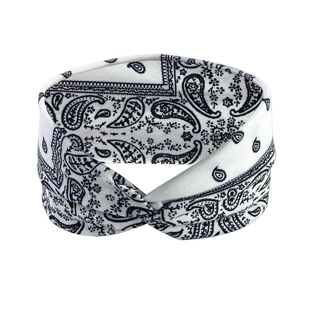 Headband Woman Bohemian Wide Cotton Stretch Bandana Girls Festival Flower Print Hair Accessories Summer Accessories