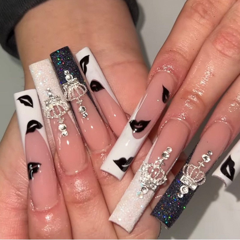 Fake Nails Heart Pattern Full Cover Fake Nails DIY Glue Press On Nails Nail Supplies For Professionals