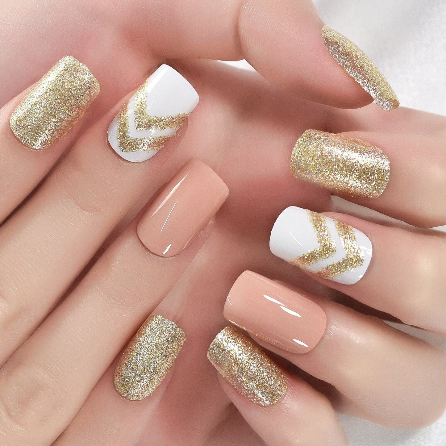 Glossy Gradient Rainbow Ombre French Press on Nails Almond Fake Nails Stiletto Oval Pointed Manicure False Nails Finger Tips
