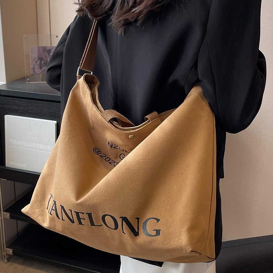 Large Capacity Summer Casual Canvas Tote Women Shoulder Bags Luxury Designer Trendy Ladies Handbags Simple Crossbody Work