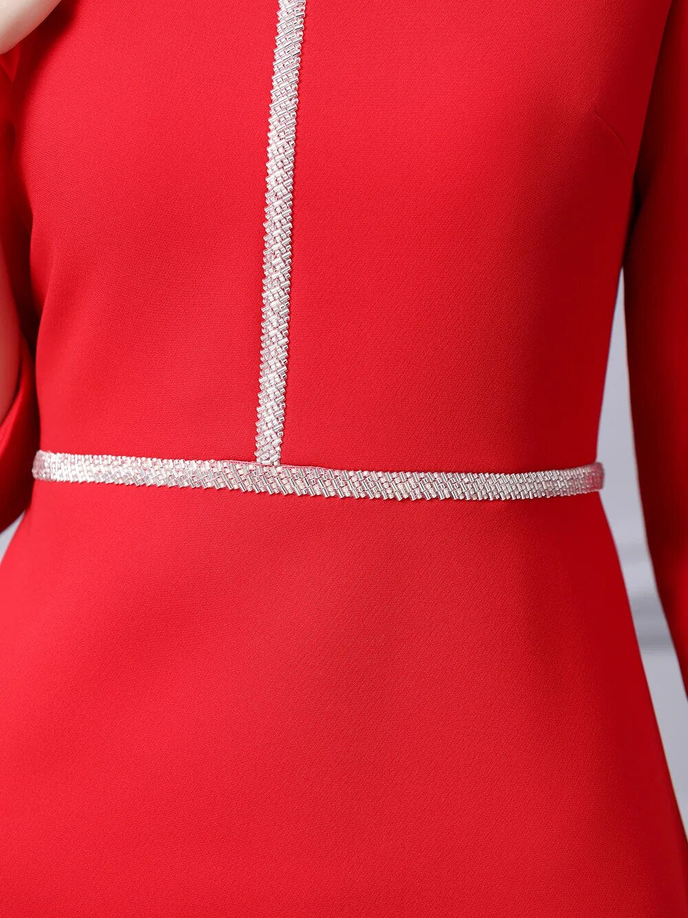 Autumn Fashion Beading Party Formal Occasion Dresses for Women Elegant Christmas Red Midi Vestidos Fiesta Aline Robe