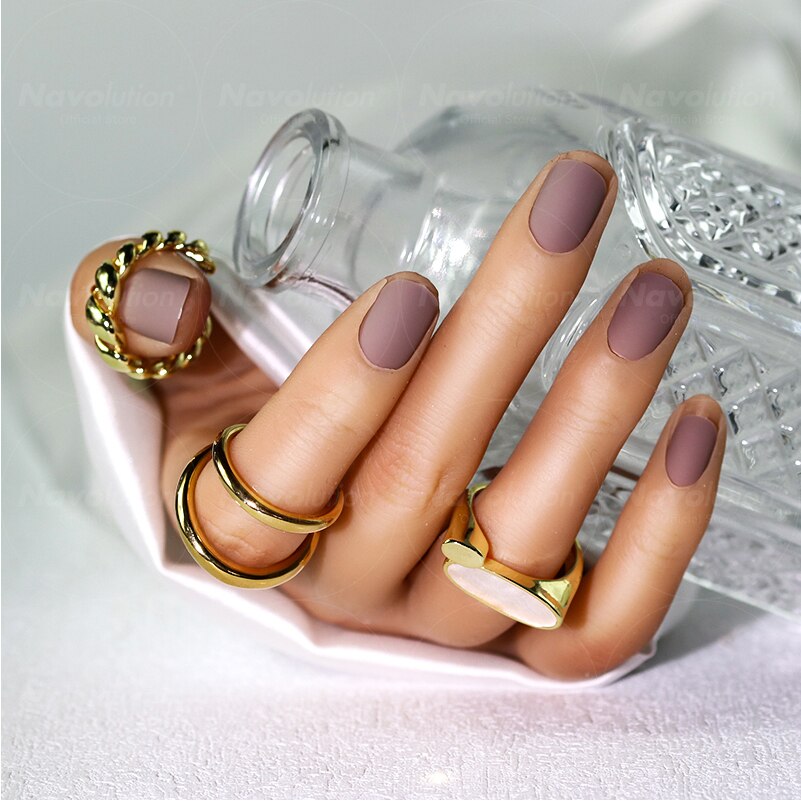 Navolution 24Pcs/Set DIY Manicure Wearable Fake Nails press on Detachable Finished Fingernails Ballet Square Head Almond Short