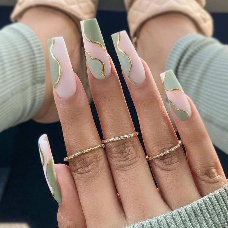 Fake Nails Heart Pattern Full Cover Fake Nails DIY Glue Press On Nails Nail Supplies For Professionals