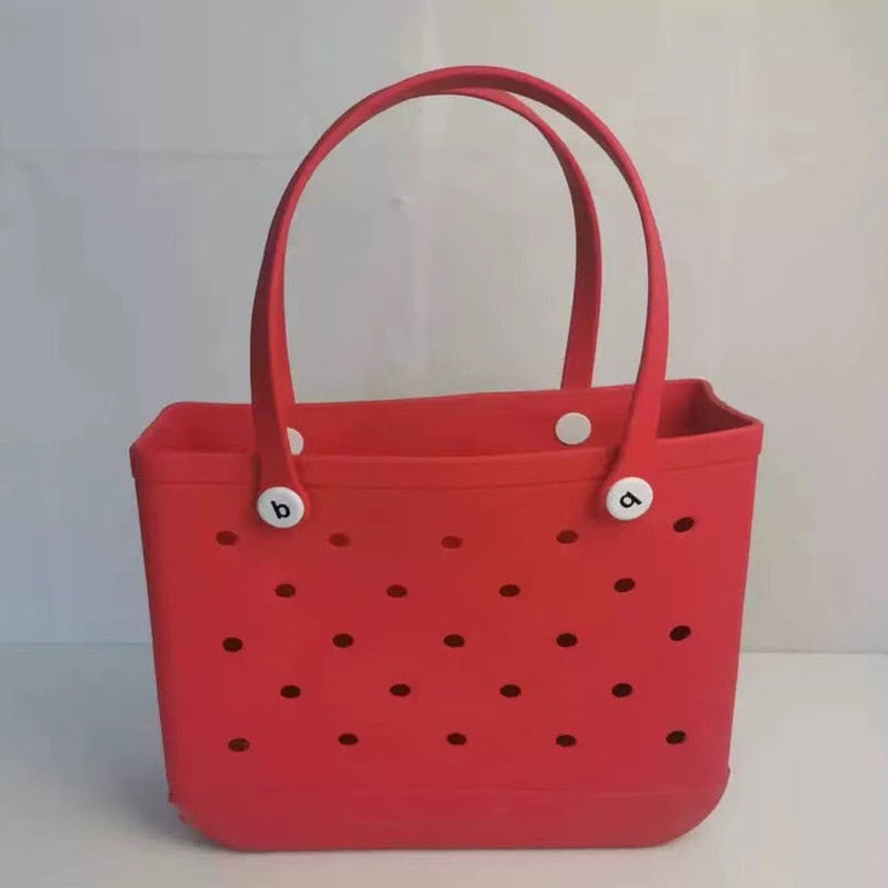 Rubber Beach Bags Waterproof Sandproof Large Size Outdoor EVA Portable Travel Bags Washable Tote Bag For Beach Sports Market Red