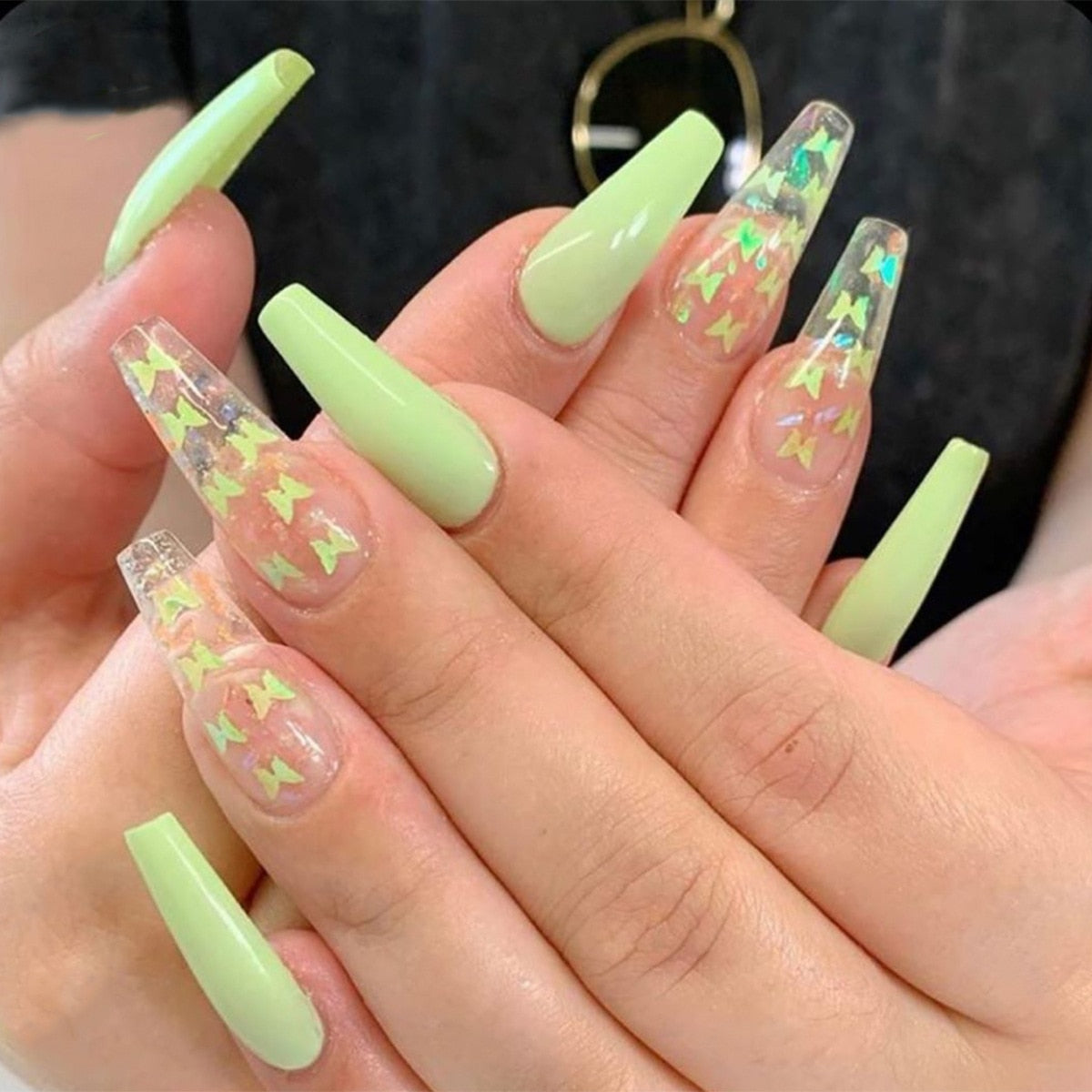 Fake Nails Heart Pattern Full Cover Fake Nails DIY Glue Press On Nails Nail Supplies For Professionals