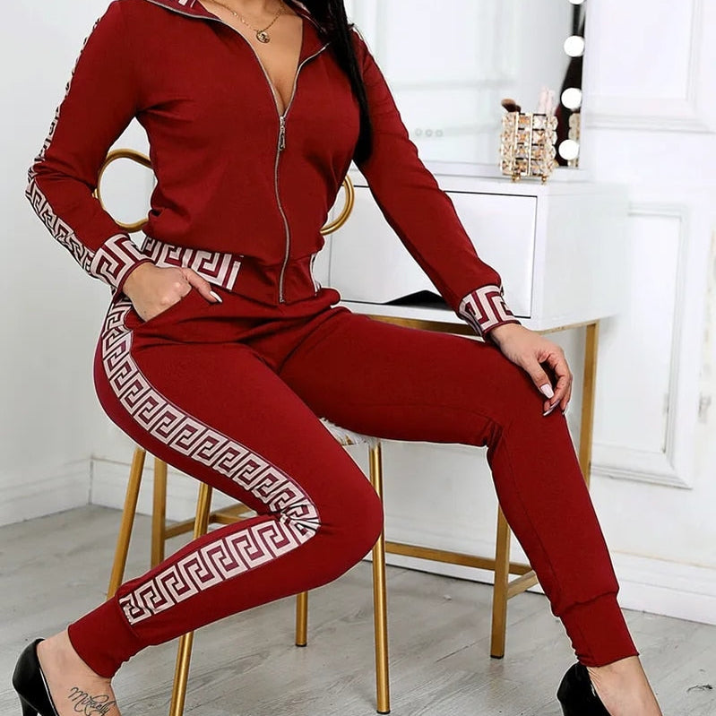 Women Two Piece Set Outfits Autumn Women's Tracksuit Zipper Top And Pants Casual Sport Suit Winter 2 Piece Woman Set