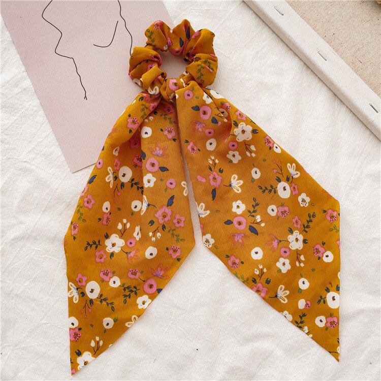 Chiffon Printing Flower Bandana Hair Scarf Headband for Women Vintage Long Ribbon Scrunchie Beach Bandanas Hair Accessories 58
