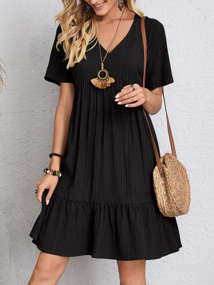Women's Mini Dress Summer Casual O Neck Sleeveless A-line Dresses Female Fashion Holiday Beach Party Loose Dresses Vestidos EA04632-Black