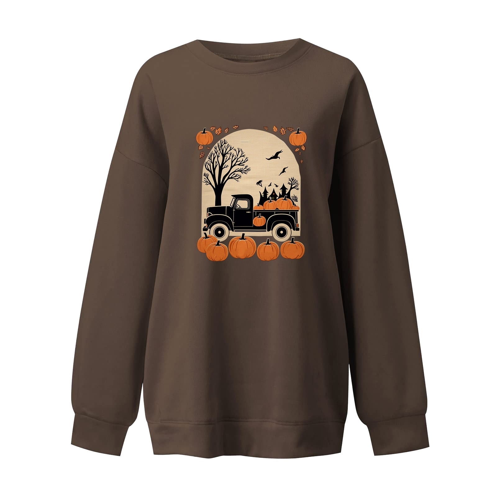 Halloween Sweatshirts Pumpkin Print Sweatshirt Loose Sweater Pullover Women's Sweatshirt Oversized Harajuku Outfits Moletom