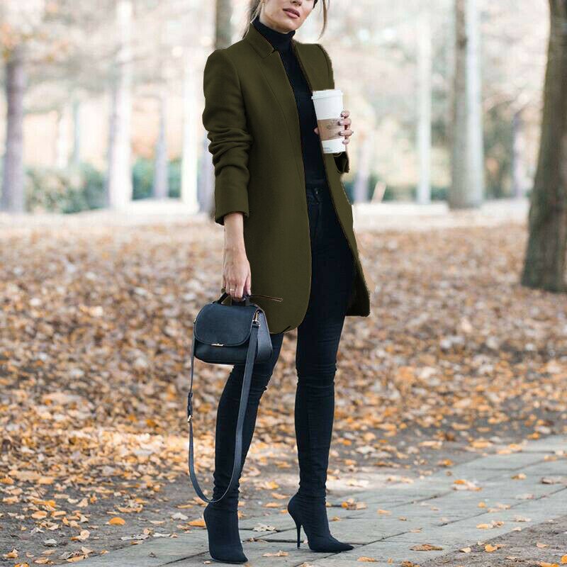 2023 Autumn/Winter New European and American Fashion Solid Neck Woolen Coat