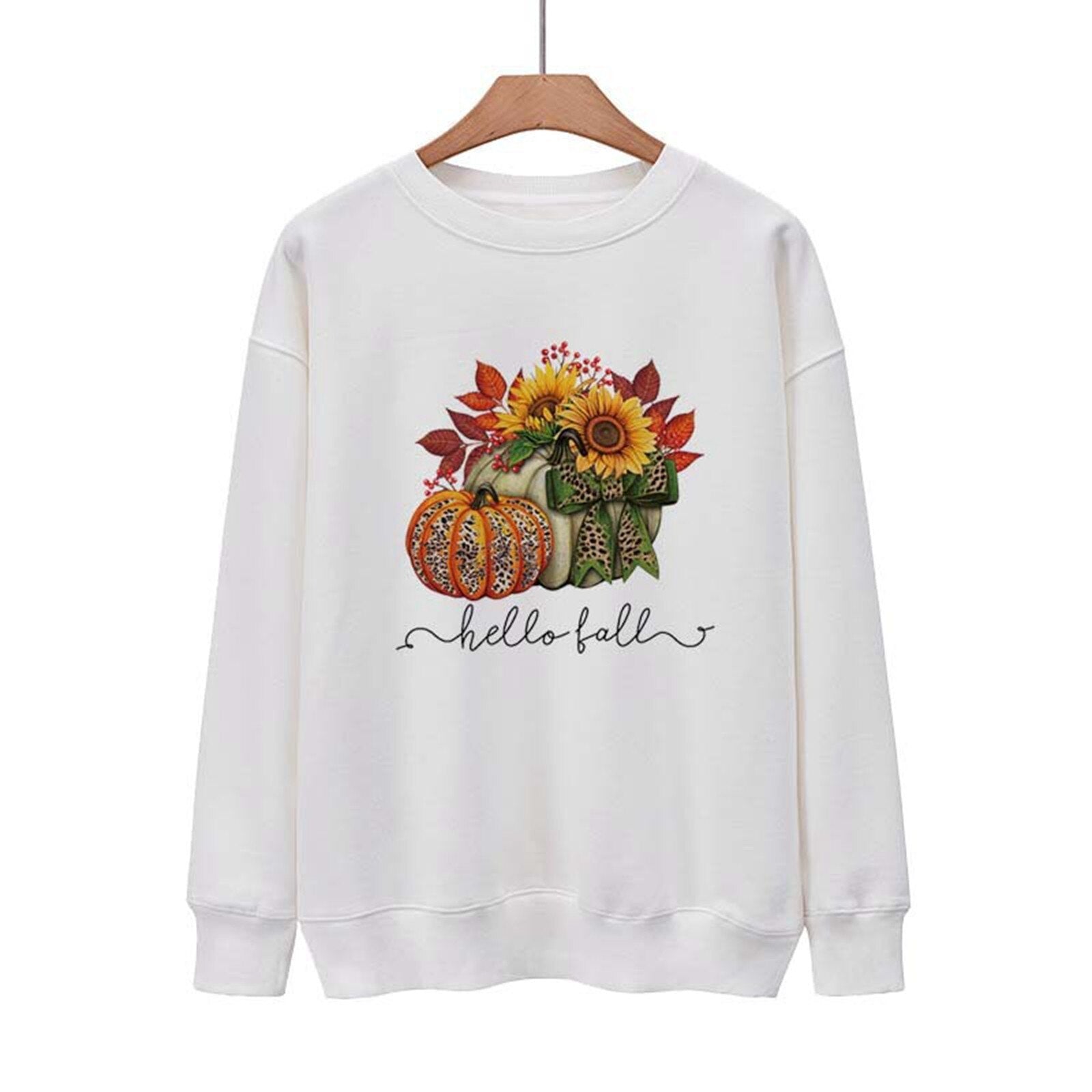 Women's Halloween Sweater Loose Fit Casual Pullover Top Sweater with Front Zipper White