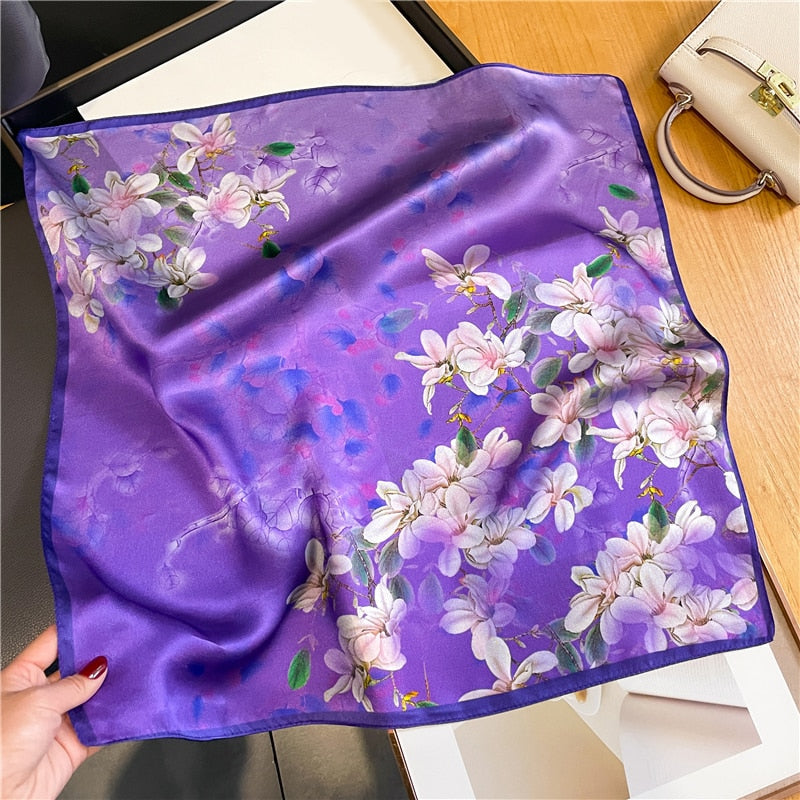 Classice 100% Silk Square Scarf Women Print Stripe Hair Band Wrist Foulard England Style Neckerchief Bandana Echarpe FZ217-1