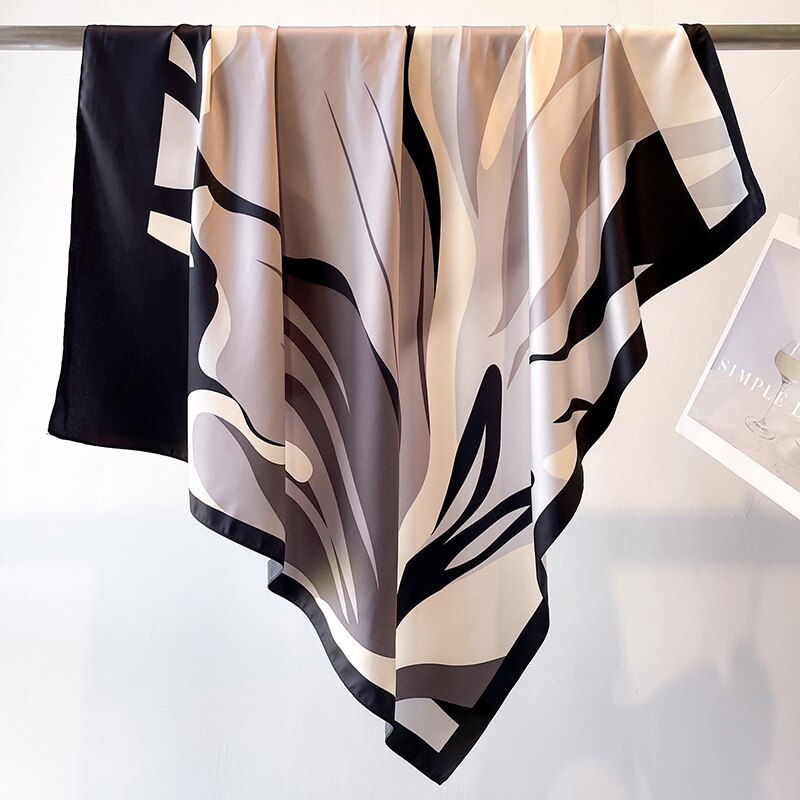 Fashion Print Printing Twill Silk Square Scarf for Women Hijab Muslim Headband Bandana Summer Shawl Beach Stoles Echarpe FN131-2