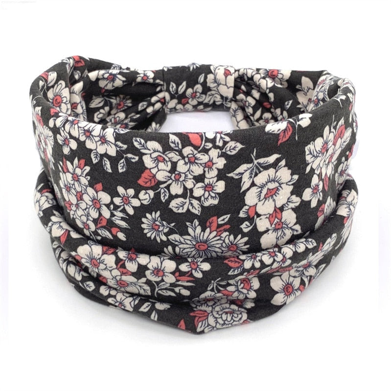 Fashion Print Knoted Elastic Yoga Sport Casual Headbands Hair Accessories for Women Boho Stretch Turban Head Wrap Wide Hairband