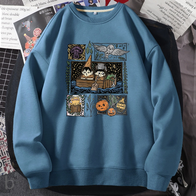 Vintage Harvest Festival Pottsfield Sweatshirt Hoodie Fall Halloween Pumkin Crewneck Sweatshirts Autumn Pullover Women Clothes blue