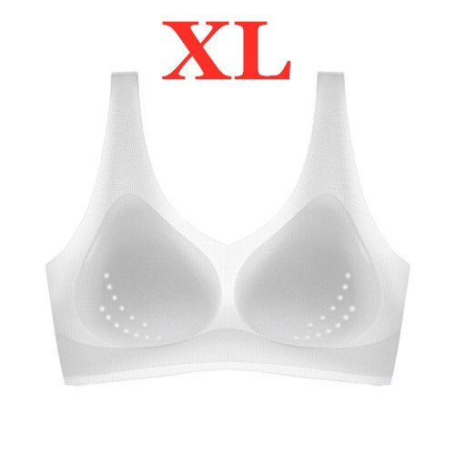 Youpin Women's Ice Silk Seamless Bra Ultra-thin No Steel Ring Breathable Antibacterial Gather One Piece Breathable Underwear White XL