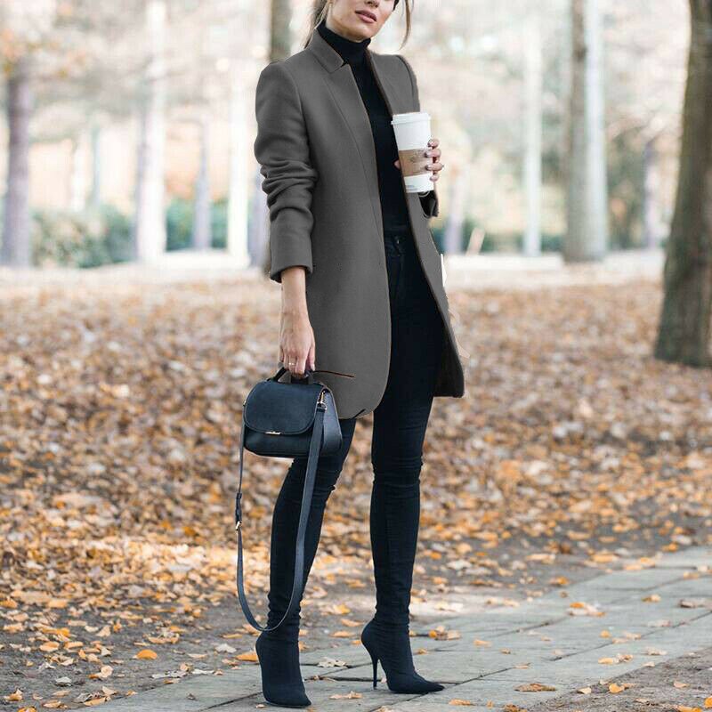 2023 Autumn/Winter New European and American Fashion Solid Neck Woolen Coat