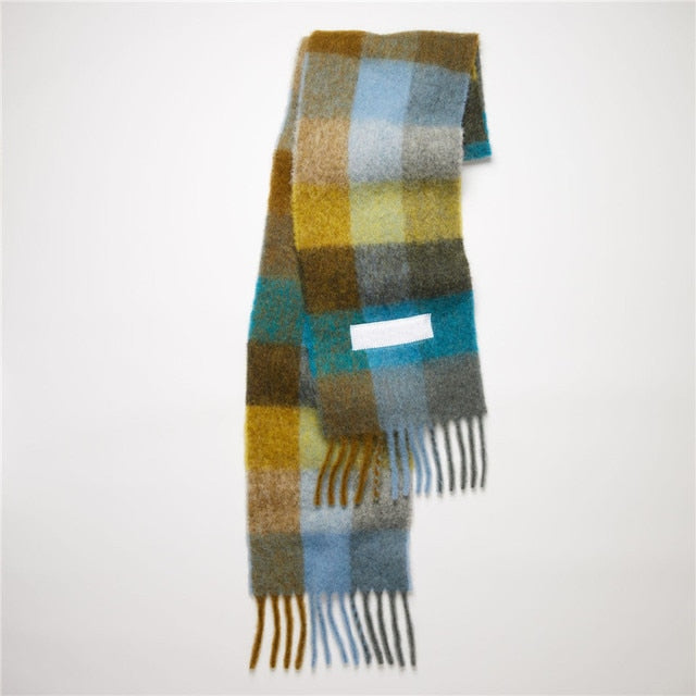 New Scarf Autumn and Winter Multicolor Thickened Plaid Scarf The Same Length Warm Shawl For Men and Women Scarves