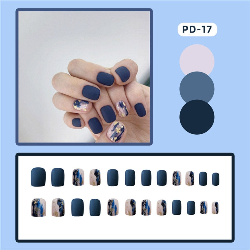 24pcs Lemon Short Wear Tips Nail False Patch Press on Nails Supplies for Professionals Artifical Fake Nails Faux Ongles Uñas