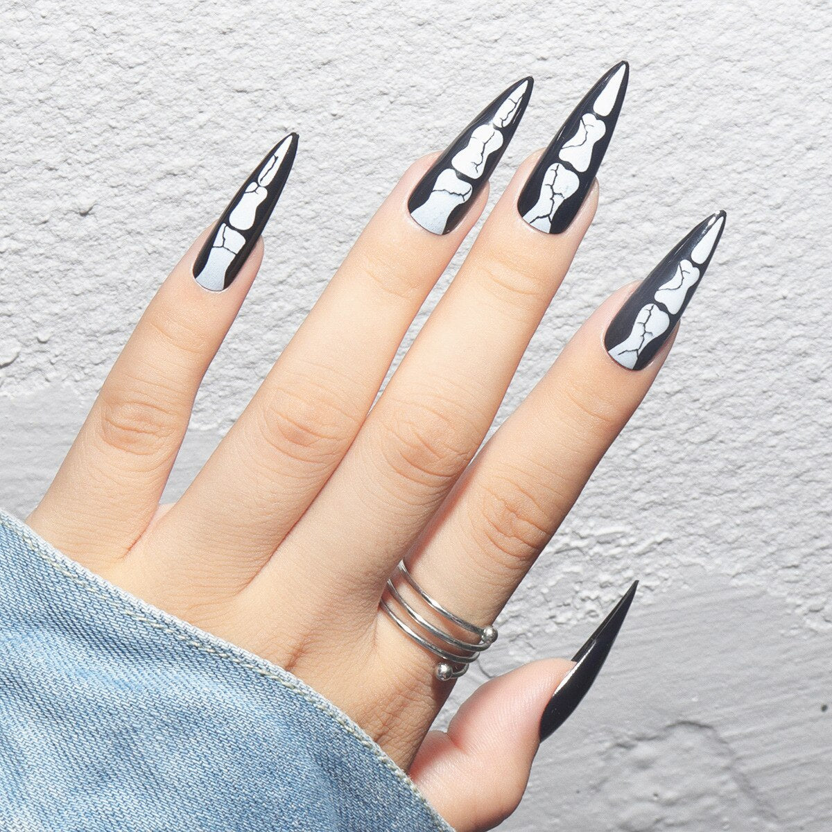 Acrylic Fake Nails Wearable Long Sharp Nail Broken Diamond Butterfly Dot Diamond Full Cover Nail Tips Set Press On Nails New