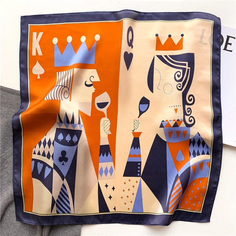Fashion Designer Print 100% Natural Silk Square Scarves Women Hairband Neck Foulard Female Small Kerchief Bandana New FZ86-1 53cm real silk