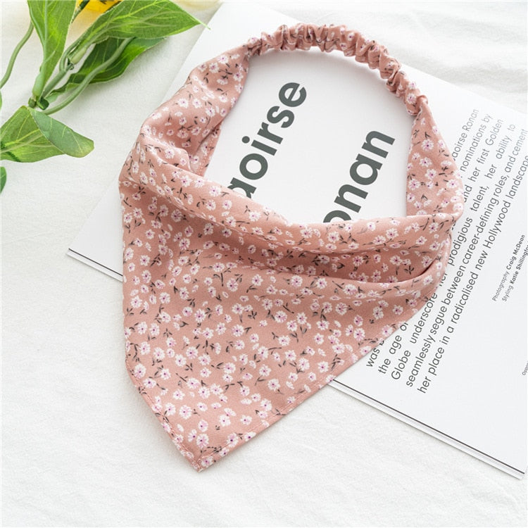 Chiffon Printing Flower Bandana Hair Scarf Headband for Women Vintage Long Ribbon Scrunchie Beach Bandanas Hair Accessories 2
