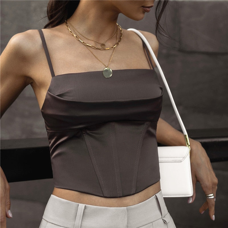 Xeemilo Spaghetti Strap Tank Top Sexy Backless Bandage Skinny Crop Tops 2023 Summer Elegant Lace Up Party Streetwear Women Camis