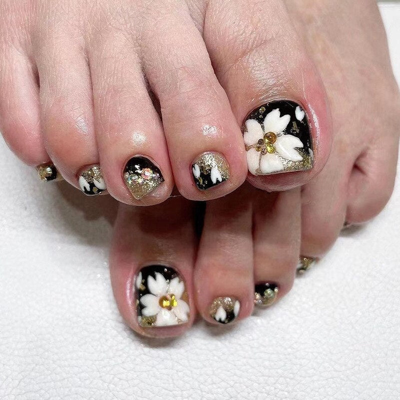 Press On Toenails Summer False Toenails For girls Cute Nail for Foot Artificial Nail tips Full Cover Nails feet False Nails T 16