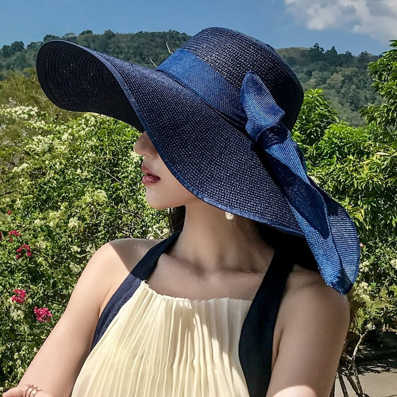 Seaside Photo Beach Straw Hat Children Summer Large Brim Sunscreen Shading Simple Fashion Large Brimmed Hat Sun Hat Beach Hat