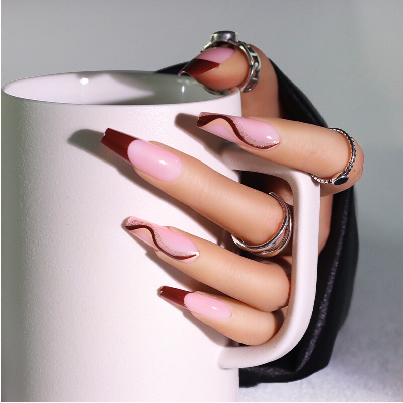 Navolution 24Pcs/Set DIY Manicure Wearable Fake Nails press on Detachable Finished Fingernails Ballet Square Head Almond Short