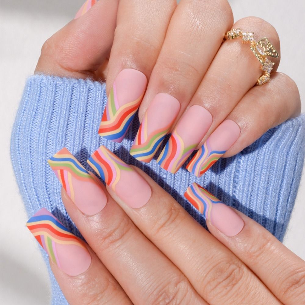 French Ballet False Nails With Gold Foil Glitter Designs Wearable Long Coffin Ballerina Press On Fake Nails Full Cover Nail Tips