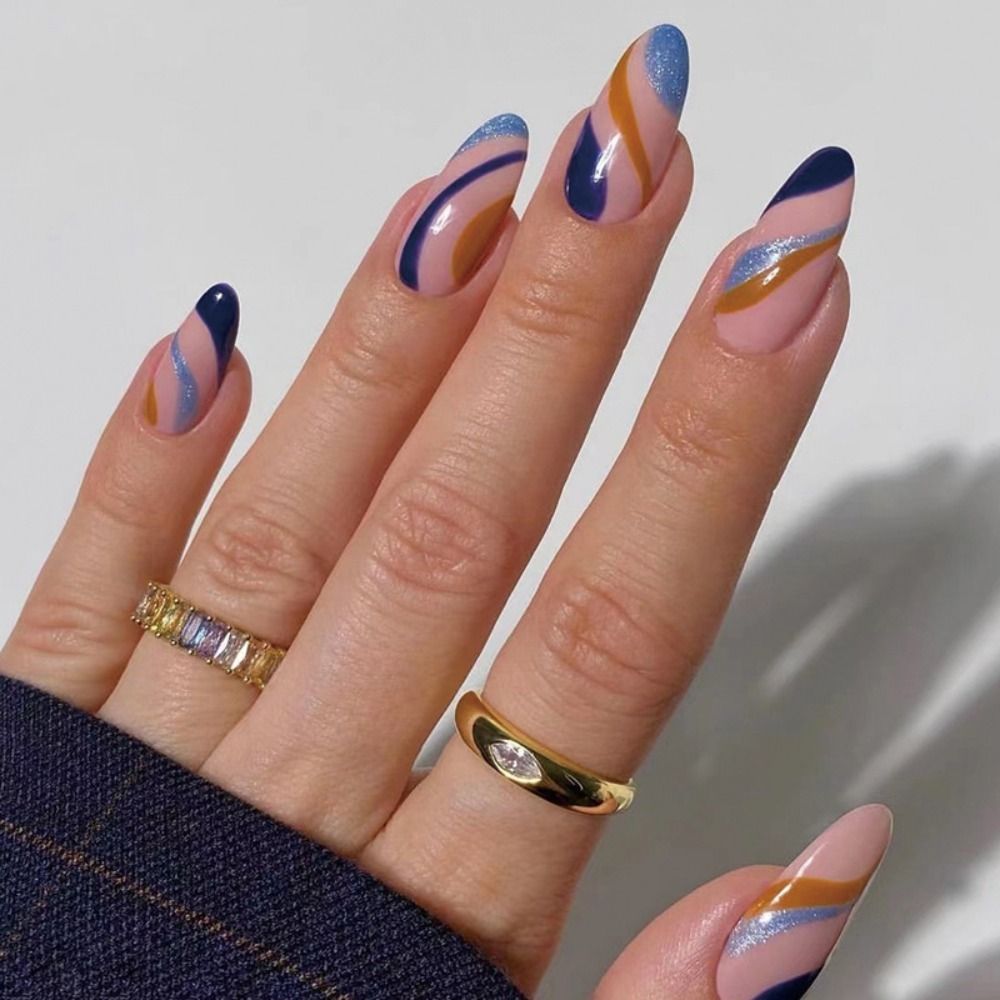 24pcs/set Long Stiletto Fake Nails Punk Snake Pattern Black White Matte False Nails Artificial Full Nail Tips Manicure Tools