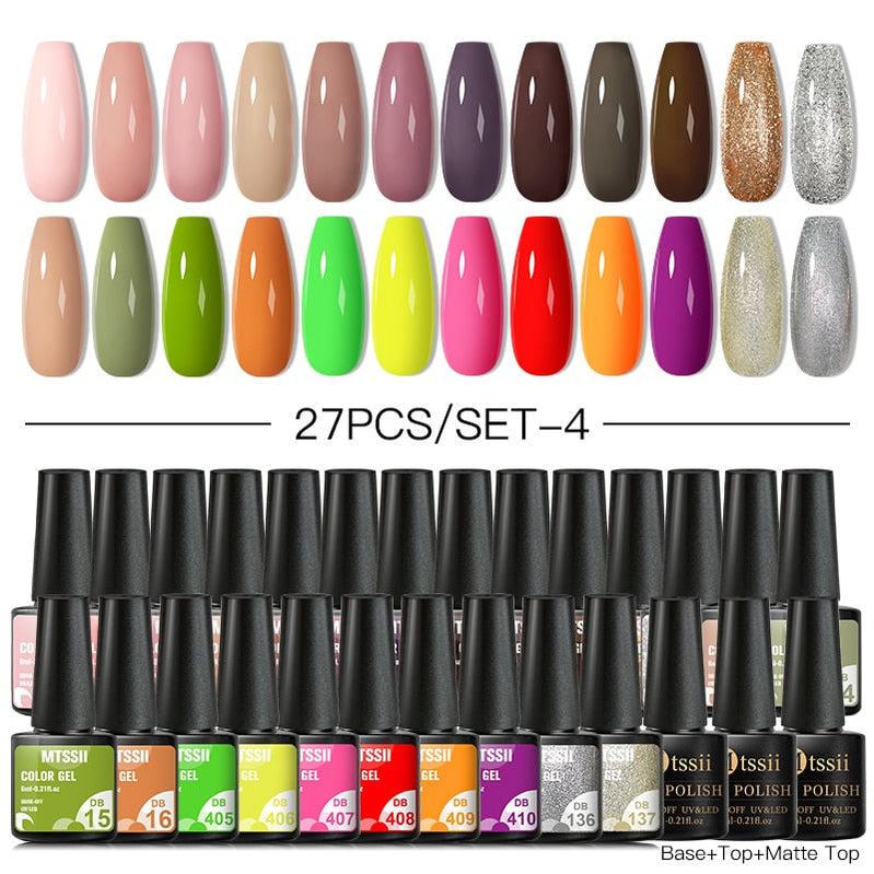 Mtssii 24/25/40/60PCS Gel Nail Polish Set Color Gel Semi Permanent UV Led Varnish Nail Art Design Soak Off Gel Set Nail Gel Set SZH17684