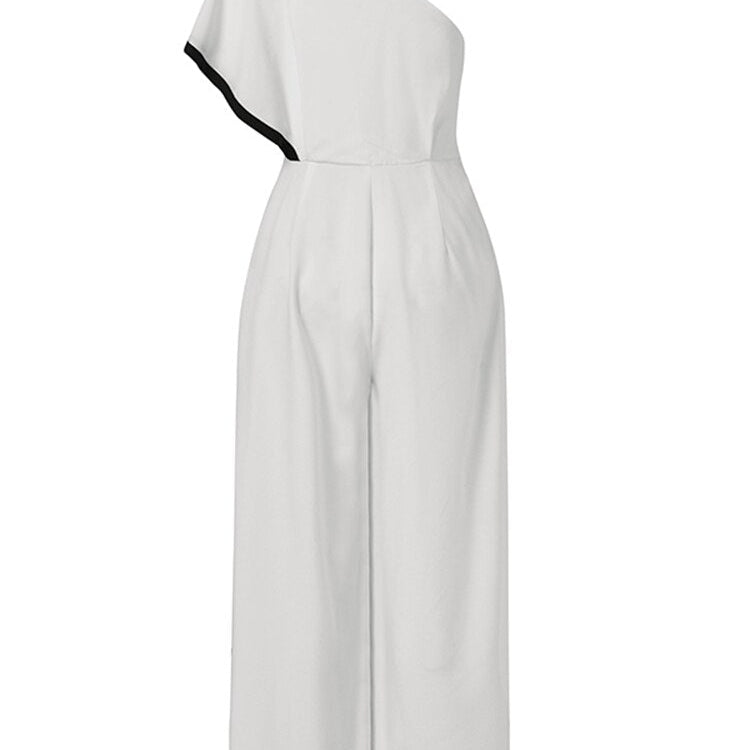 Women's Summer Rompers Elegant Office Formal Jumpsuits Casual Solid One Shoulder Sexy Loose Party Overalls Oversized