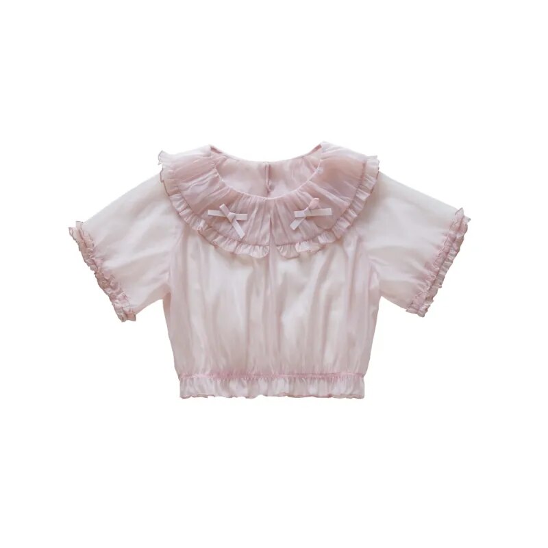 Japanese Victorian Lolita Dresses Women Gothic Cute Lace Bow Y2k Tank Tops Tiered Love Cake Skirt Suit Kawaii Sweet Lolita Sets Dry Rose shirts