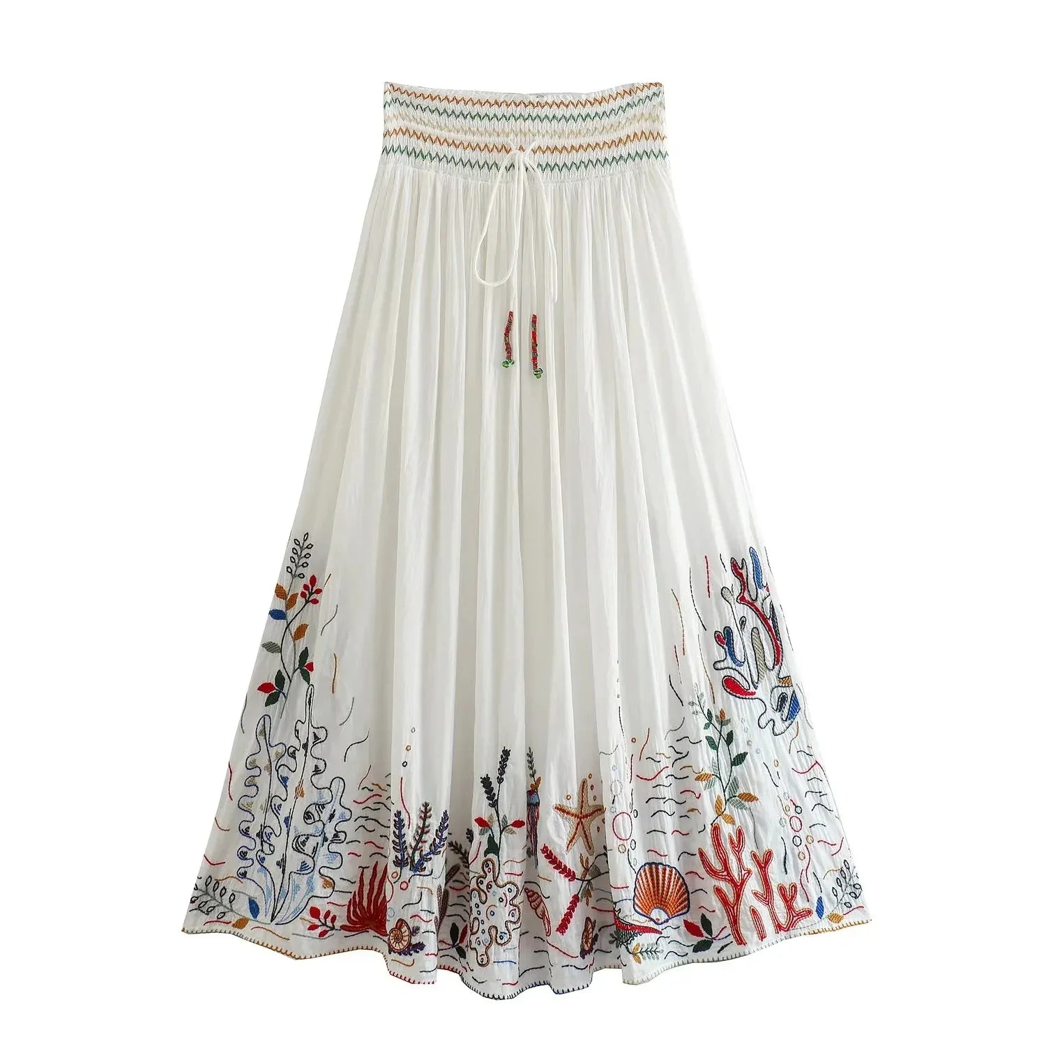 Batwing Sleeve Women Autumn Embriodery Paisley Print Skirt Set Outfits V Neck Button Tiered Mini Skirt Dress Suit Vintage Set Skirt-style 3
