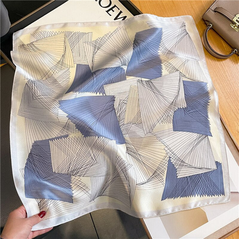 Classice 100% Silk Square Scarf Women Print Stripe Hair Band Wrist Foulard England Style Neckerchief Bandana Echarpe FZ208-1