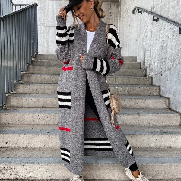 Autumn Knitting Oversize Women's Long Coat Black Long Sleeve Cardigan Loose Coats Female New Casual Trendy Ladies Clothes gray