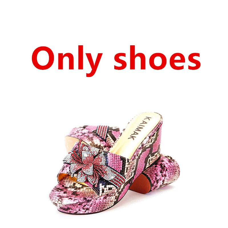 Italian Design Shoe Bag Set Women Summer Thick Bottom -Suitable for Wedding Party Size 37 to Size 44 10