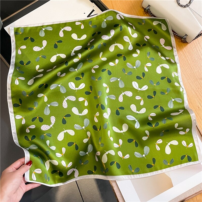Fashion Designer Print 100% Natural Silk Square Scarves Women Hairband Neck Foulard Female Small Kerchief Bandana New FZ224-2 53cm real silk