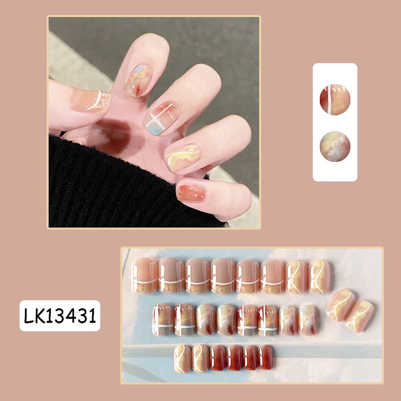 Y2k Fake Black Nail Long Ballet Reusable Adhesive Acrylic Press on set Nails Dark Acrylic Artificial False Nails Arts Tips 24pcs