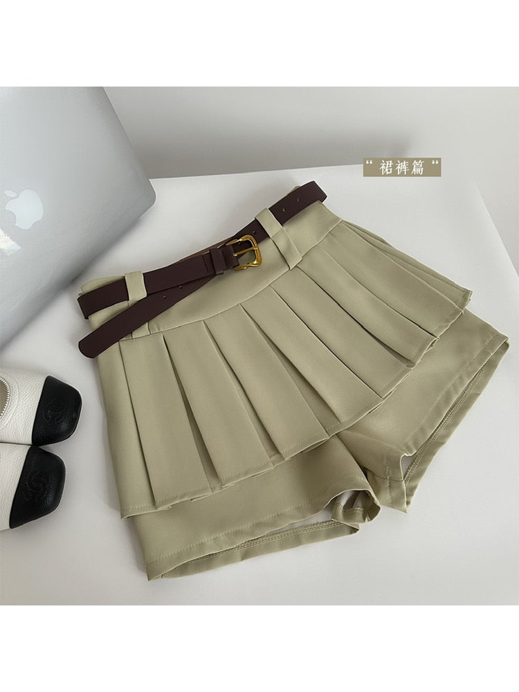 Women Two Piece Set Suit Off Shoulder Crop Top T-Shirt and A-Line Pleated Mini Skirt Shorts Y2k Vintage Fashion Harajuku Summer