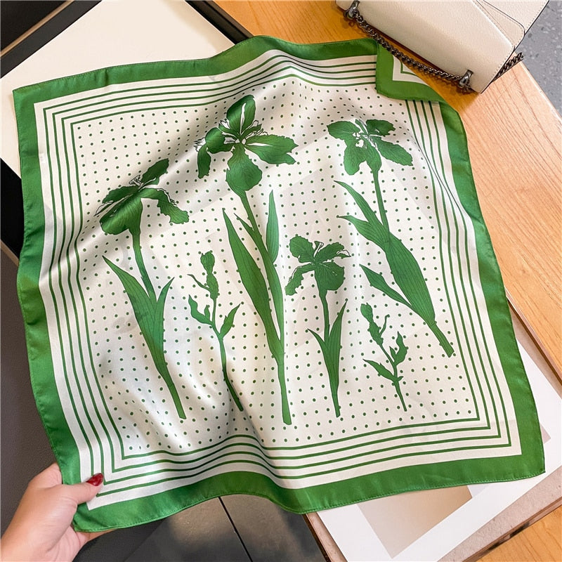 Fashion Designer Print 100% Natural Silk Square Scarves Women Hairband Neck Foulard Female Small Kerchief Bandana New