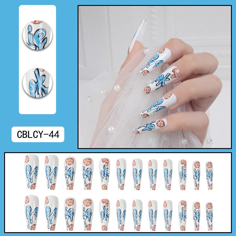 Fake Nails Heart Pattern Full Cover Fake Nails DIY Glue Press On Nails Nail Supplies For Professionals CBLCY-44